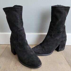 Charles David Black Suede Boots Size 38 1/2